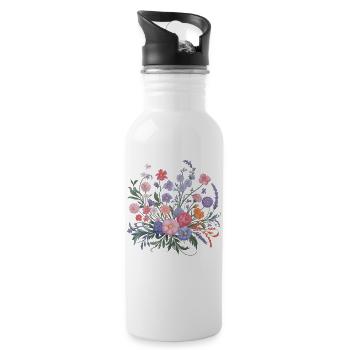 Jardinier de fleurs florales de fleurs sauvages colorées - Gourde avec paille intégrée - blanc - Droite