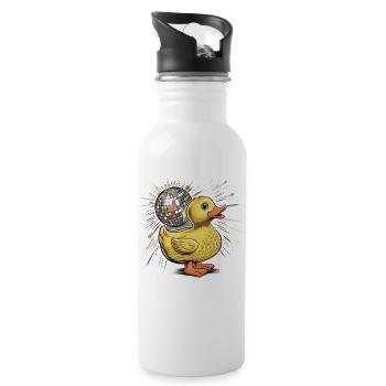 Duck Rubber Duck Animal Bird Disco Ball Party - Water bottle with straw - white - Right