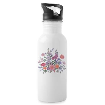 Jardinier de fleurs florales de fleurs sauvages colorées - Gourde avec paille intégrée - blanc - Droite