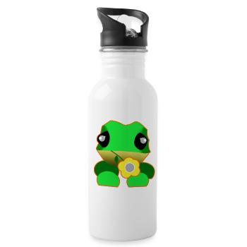 Grenouille mignonne avec fleur - Gourde avec paille intégrée - blanc - Droite