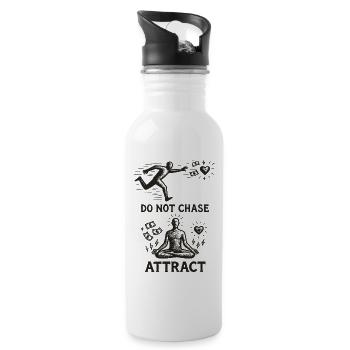 Jagen Sie nicht nach Attract | Minimalistische Meditationskunst - Trinkflasche mit integriertem Trinkhalm - Weiß - Rechts
