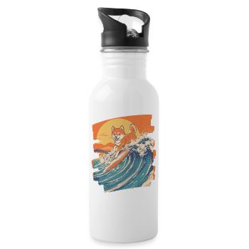Shiba Inu - Water bottle with straw - white - Right