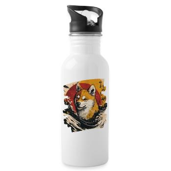 Shiba Inu - Water bottle with straw - white - Right
