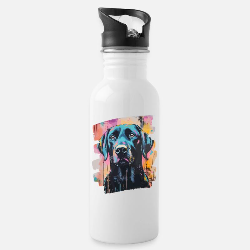 Labrador - Trinkflasche mit integriertem Trinkhalm - Weiß