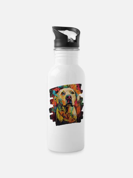 Labrador - Trinkflasche mit integriertem Trinkhalm - Weiß