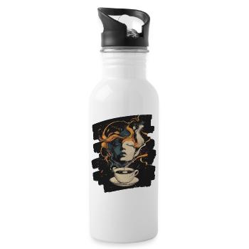 Coffee Coffee Coffee Lovers - Water bottle with straw - white - Right