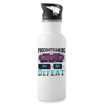 Gamer Procrastigaming CTR Alt Defeat Gaming - Water bottle with straw - white - Right