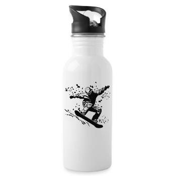 Snowboarder Snowboarding Snowboard - Water bottle with straw - white - Right