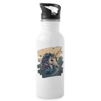 Licorne - Gourde avec paille intégrée - blanc - Droite