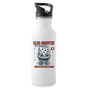 Mutantenkäse Shirt: Der Schrecken hat Löcher - Trinkflasche mit integriertem Trinkhalm - Weiß - Rechts