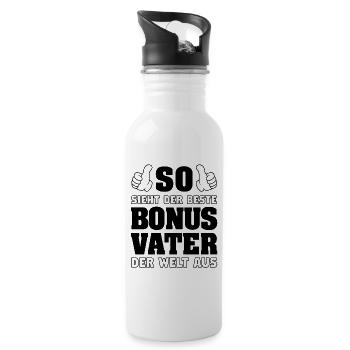 Bonus Vater Vatertag Stiefvater Stiefpapa Geschenk - Trinkflasche mit integriertem Trinkhalm - Weiß - Rechts