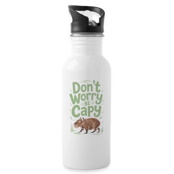 Capybara Dont Worry Be Capy Wasserschwein Nagetier - Trinkflasche mit integriertem Trinkhalm - Weiß - Rechts