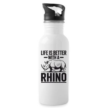 Rhinocéros - Gourde avec paille intégrée - blanc - Droite