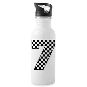 Number 7 plaid - Water bottle with straw - white - Right