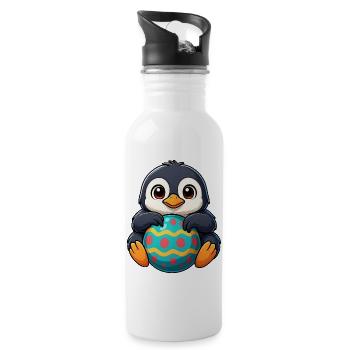 Süßer lustiger Pinguin Osterei Cartoon Ostern - Trinkflasche mit integriertem Trinkhalm - Weiß - Rechts