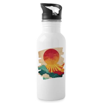 Summer Palm Tree Sunset - Water bottle with straw - white - Right