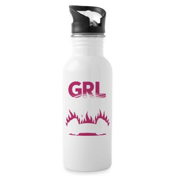 Femmes Pouvoir GRL PWR Fille Patriarcat Féminisme - Gourde avec paille intégrée - blanc - Droite