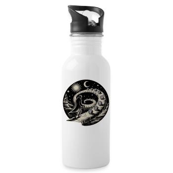 Alchemist's Spiral Path Symbol Art - Water bottle with straw - white - Right