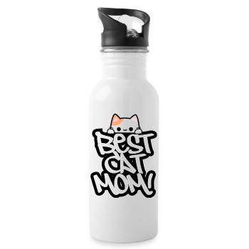 Best Cat mom - Water bottle with straw - white - Right
