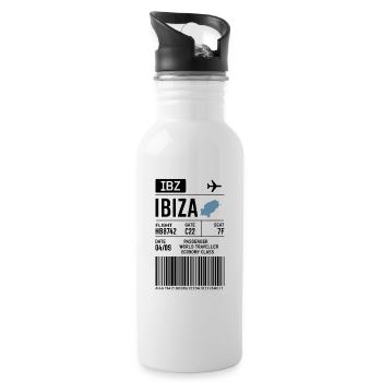 Carte d’embarquement à Ibiza – Style de billet d’avion - Gourde avec paille intégrée - blanc - Droite