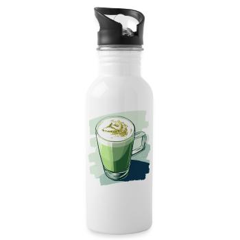 Matcha Latte Liebhaber Grüntee - Trinkflasche mit integriertem Trinkhalm - Weiß - Rechts