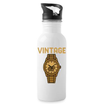 Gold Retro Wristwatch with Mechanical Movement - Water bottle with straw - white - Right