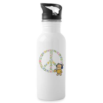 Peace Flowers Blossoms - Water bottle with straw - white - Right