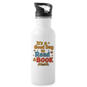 Good day to read - Water bottle with straw - white - Right