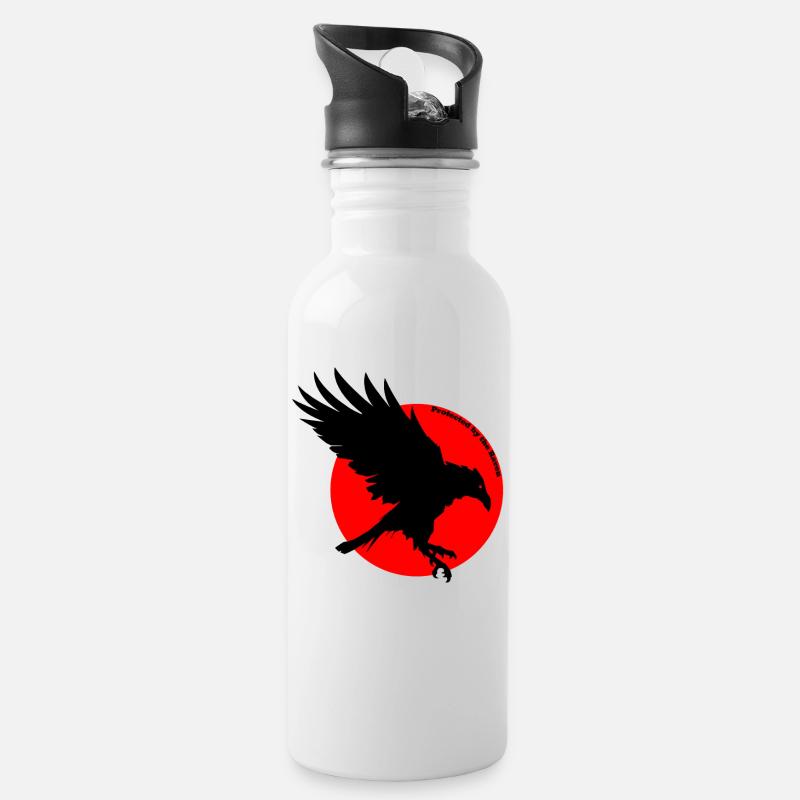 Magischer Rabe - Trinkflasche mit integriertem Trinkhalm - Weiß