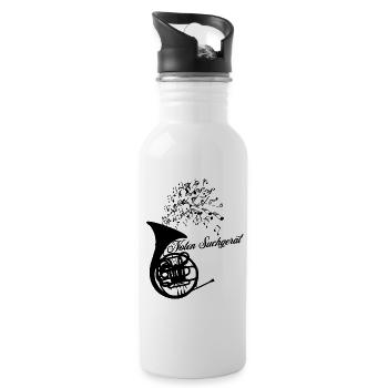 Waldhorn - Das Noten Suchgerät für Musiker - Trinkflasche mit integriertem Trinkhalm - Weiß - Rechts