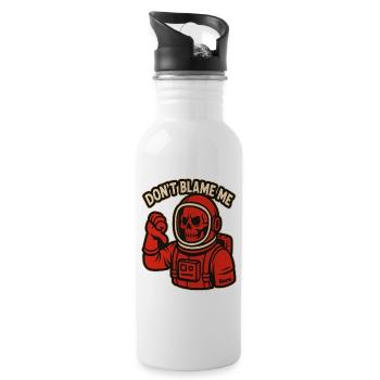 Skeleton Astronaut: Don't Blame Me - Water bottle with straw - white - Right