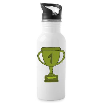 pokal gruen - Trinkflasche mit integriertem Trinkhalm - Weiß - Rechts