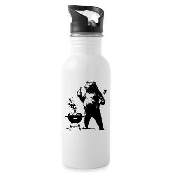 Bear Grill BBQ BBQ Beer Dad Summer Gift - Water bottle with straw - white - Right