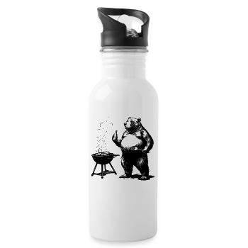 Grill Master Bear Funny Gift for Dads - Water bottle with straw - white - Right