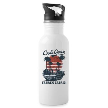 Cool Grandpas Driving Convertible Retro Grandpa - Water bottle with straw - white - Right