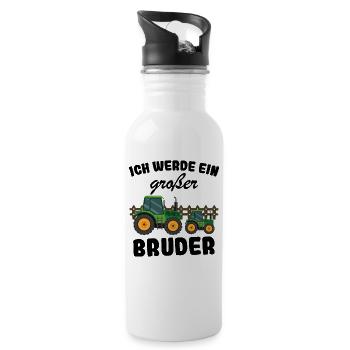 Nachwuchs Verkünden | Ich Werde Großer Bruder 2027 - Trinkflasche mit integriertem Trinkhalm - Weiß - Rechts