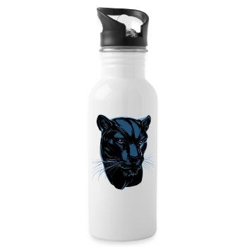 Panther Leopard Big Cat Cute Big Cat Panter - Water bottle with straw - white - Right