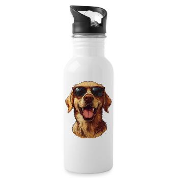 Golden Retriever Sunglasses Happy Cute Dog Animal - Water bottle with straw - white - Right