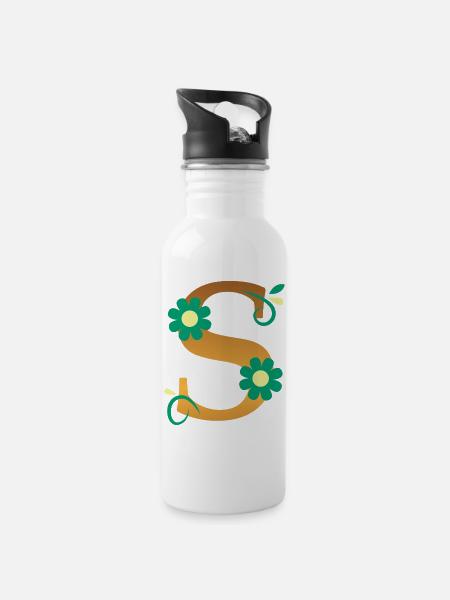 S - Trinkflasche mit integriertem Trinkhalm - Weiß