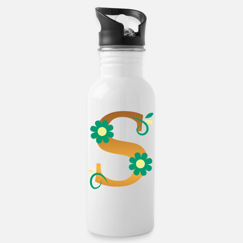 S - Trinkflasche mit integriertem Trinkhalm - Weiß