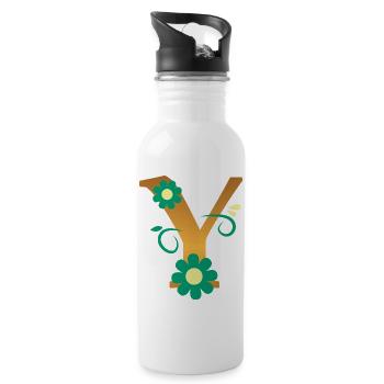Y - Trinkflasche mit integriertem Trinkhalm - Weiß - Rechts
