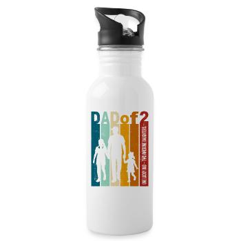 Papa & Töchter Geschenk Vintage Design Vatertag - Trinkflasche mit integriertem Trinkhalm - Weiß - Rechts
