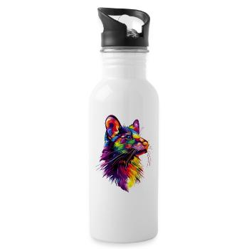 Tasmanischer Teufel Beuteltier Tasmanian Devil - Trinkflasche mit integriertem Trinkhalm - Weiß - Rechts