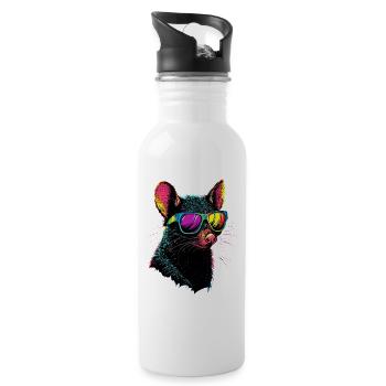 Tasmanischer Teufel Beuteltier Tasmanian Devil - Trinkflasche mit integriertem Trinkhalm - Weiß - Rechts