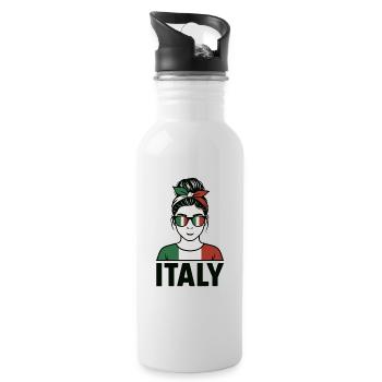 Italie Fan Design Femme – Look Italie avec Bandana - Gourde avec paille intégrée - blanc - Droite