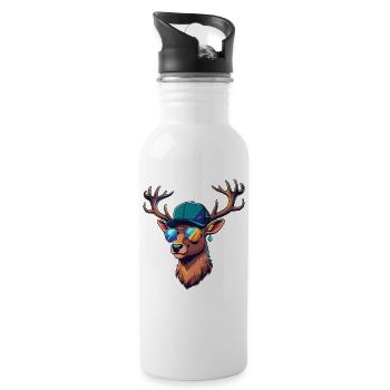 Hunting Hunter Game Shooting Hunting Deer Antlers Deer - Water bottle with straw - white - Right