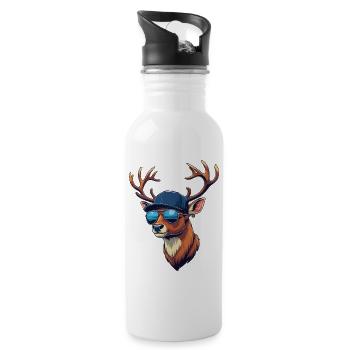 Hunting Hunter Game Shooting Hunting Deer Antlers Deer - Water bottle with straw - white - Right