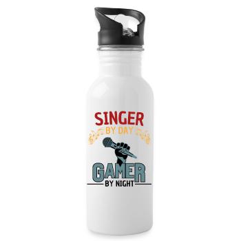 lustiger Sänger Gamer Spruch - Trinkflasche mit integriertem Trinkhalm - Weiß - Rechts