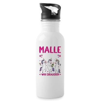 Malle 2026 Wir Eskalieren Bis Zum Schluss - Trinkflasche mit integriertem Trinkhalm - Weiß - Rechts