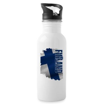 Vertical du drapeau de la Finlande, I Love Finland - Gourde avec paille intégrée - blanc - Droite
